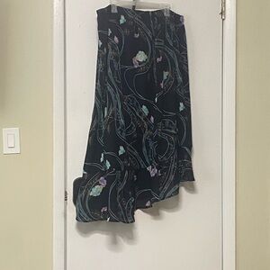 Floral Asymmetrical Black Skirt